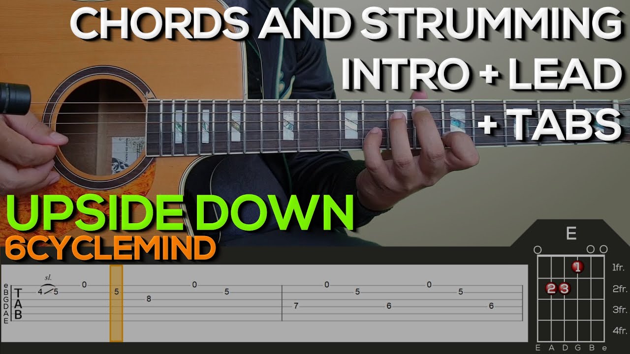 6CycleMind Upside Down Guitar Tutorial [INTRO, LEAD, CHORDS AND