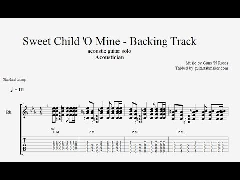 Acoustician - Sweet Child O Mine solo - guitar backing track - acoustic rhythm guitar chords