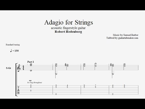 Adagio for Strings TAB - acoustic fingerstyle guitar tabs (PDF + Guitar Pro)