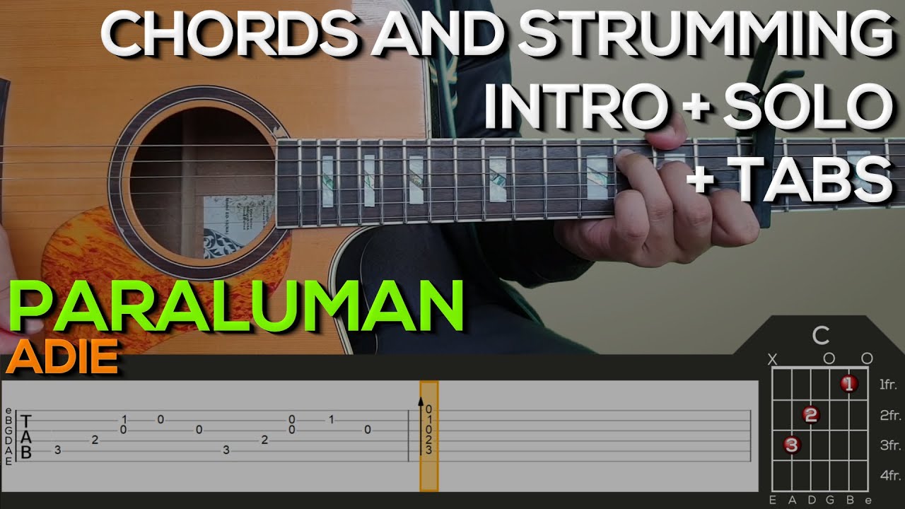 Adie Paraluman Guitar Tutorial [INTRO, SOLO, CHORDS AND STRUMMING + TABS] Sipraman