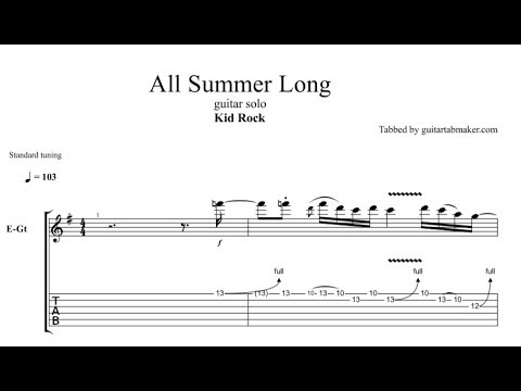 All Summer Long solo TAB - electric guitar solo tabs (Guitar Pro)