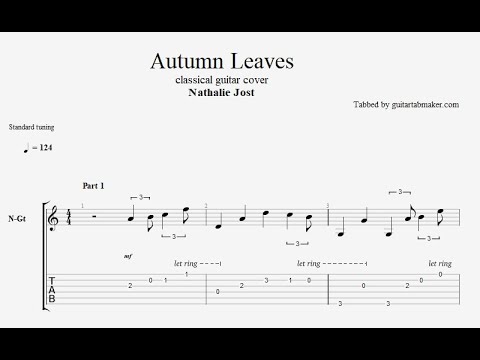 Autumn Leaves TAB - classical fingerstyle guitar tabs (PDF + Guitar Pro)