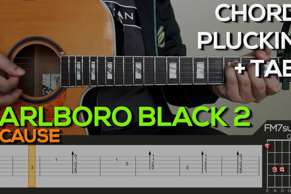 Because - Marlboro Black 2 Guitar Tutorial [INTRO PLUCKING AND CHORDS + TABS]