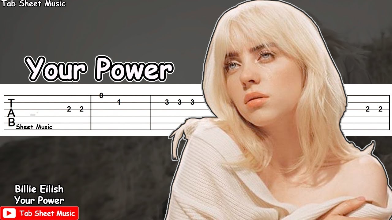 Billie Eilish Your Power Guitar Tutorial TAB Tab Sheet Music