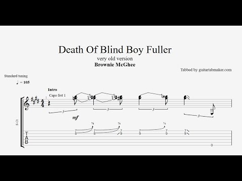 Blind Boy Fuller TAB (Brownie McGhee) acoustic blues guitar tabs (PDF + Guitar Pro)
