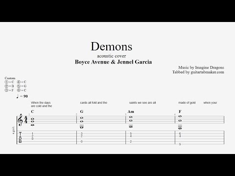 Boyce Avenue - Demons TAB - acoustic guitar tabs (PDF + Guitar Pro)