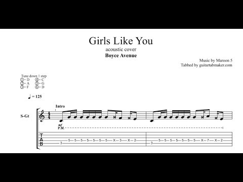 Boyce Avenue - Girls Like You TAB - acoustic guitar tab - PDF - Guitar Pro