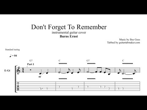 Burns Ernst - Don't Forget to Remember TAB - guitar instrumental tab - PDF - Guitar Pro