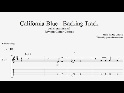California Blue backing track - rhythm guitar chords
