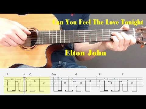 Can You Feel The Love Tonight - Elton John - Fingerstyle guitar with tabs