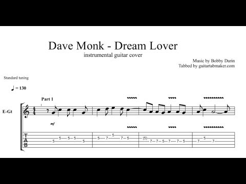 Dave Monk - Dream Lover TAB - guitar instrumental tab - PDF - Guitar Pro