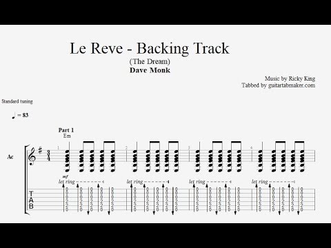 Dave Monk - Le Reve backing track - acoustic rhythm guitar chords