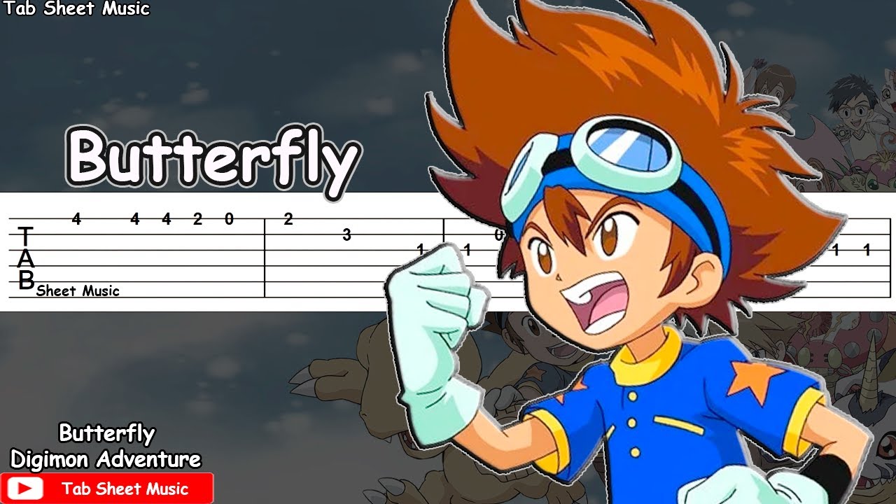 Digimon Adventure OP Butterfly Guitar Tutorial Tab Sheet Music