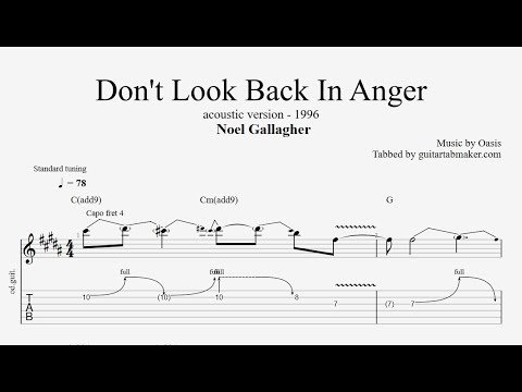 Don't Look Back in Anger solo TAB - guitar solo tabs (PDF + Guitar Pro)