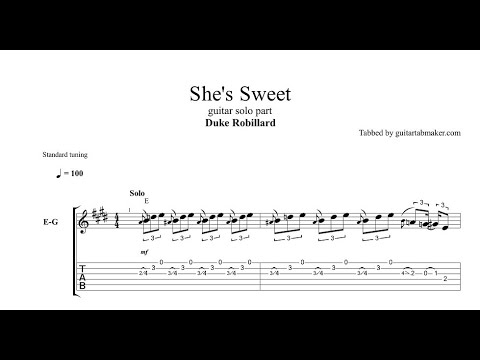 Duke Robillard - She's Sweet solo TAB - blues guitar solo tab (PDF + Guitar Pro)