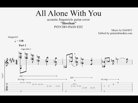 EGOIST - All Alone With You TAB - fingerstyle guitar tabs (PDF + Guitar Pro)