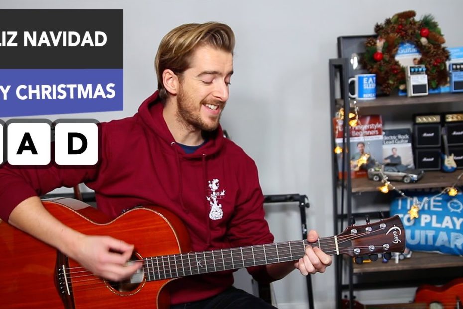 Feliz Navidad Christmas Song Guitar Lesson // Very Easy Tutorial