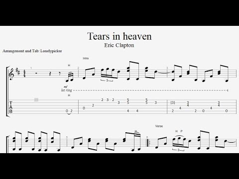 [Free Tab] Tears In Heaven - Eric Clapton - Fingerstyle Guitar