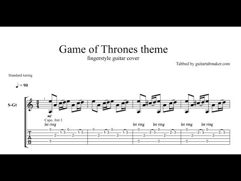 Game of Thrones theme TAB - fingerstyle guitar tab (PDF + Guitar Pro)