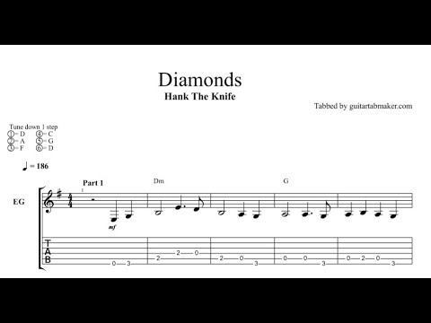 Hank the Knife - Diamonds TAB - guitar instrumental tab (PDF + Guitar Pro)