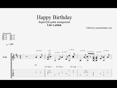 Happy Birthday fingerstyle TAB - intermediate fingerstyle guitar tabs (PDF + Guitar Pro)