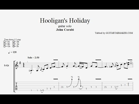 Hooligans Holiday solo TAB - acoustic guitar solo tab - PDF - Guitar Pro