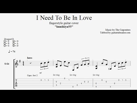 I Need To Be In Love TAB - fingerstyle guitar tabs (PDF + Guitar Pro)