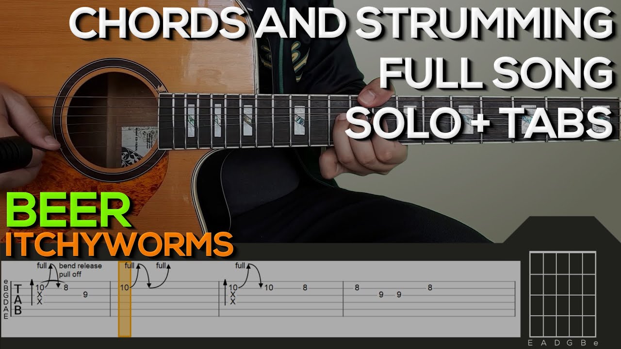 Itchyworms Beer Guitar Tutorial [INTRO, CHORDS AND STRUMMING, SOLO