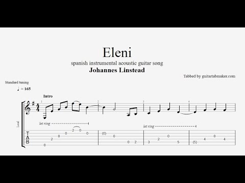 Johannes Linstead - Eleni TAB - instrumental acoustic guitar tabs (PDF + Guitar Pro)