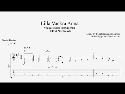 Lilla Vackra Anna TAB - vintage instrumental guitar tabs (PDF + Guitar Pro)