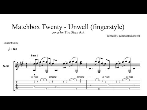 Matchbox Twenty - Unwell TAB - fingerstyle guitar tab (PDF + Guitar Pro)