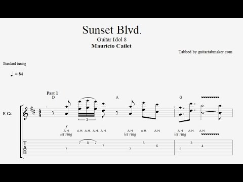 Mauricio Cailet - Sunset Blvd TAB - instrumental electric guitar tab (PDF + Guitar Pro)