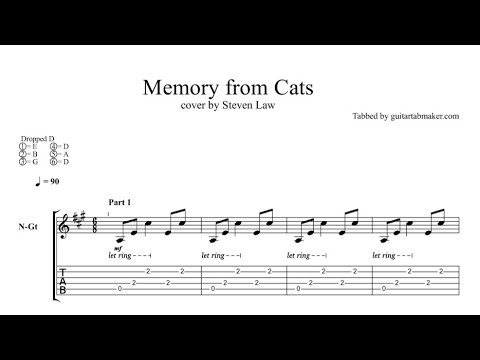 Memory from Cats TAB - fingerstyle classical guitar tabs (PDF + Guitar Pro)