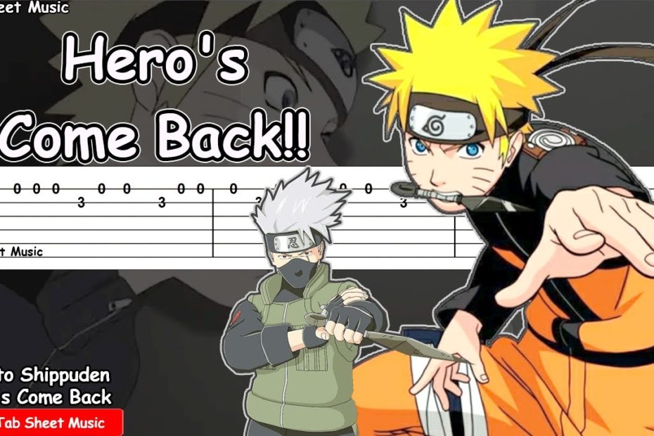 Naruto Shippuden OP 1 - Hero's Come Back Guitar Tutorial