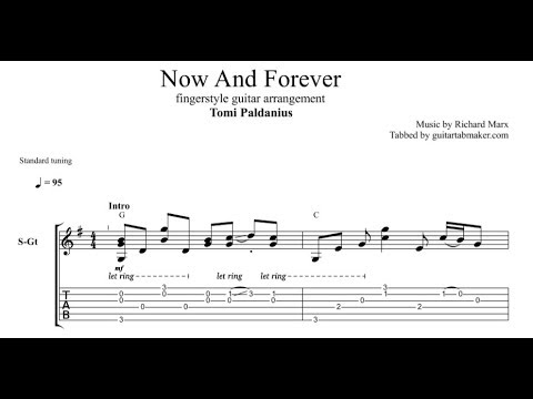 Now And Forever TAB - fingerstyle guitar tab (PDF + Guitar Pro)