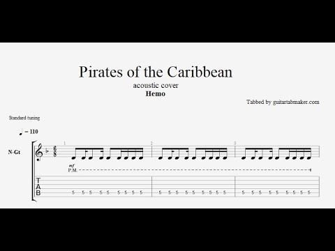 Pirates of the Caribbean theme TAB - instrumental acoustic guitar tabs (PDF + Guitar Pro)