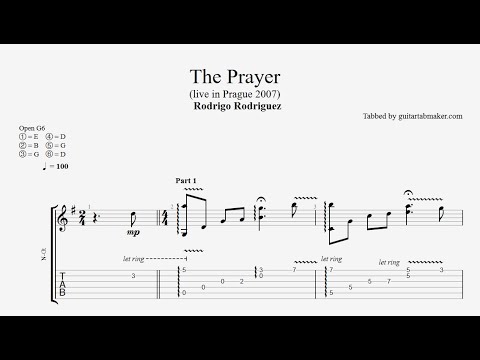 Rodrigo Rodriguez - The Prayer TAB - classical guitar tabs (PDF + Guitar Pro)
