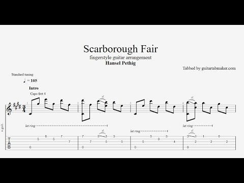 Scarborough Fair Tab Fingerstyle Guitar Tabs Pdf Guitar Pro Deaktee