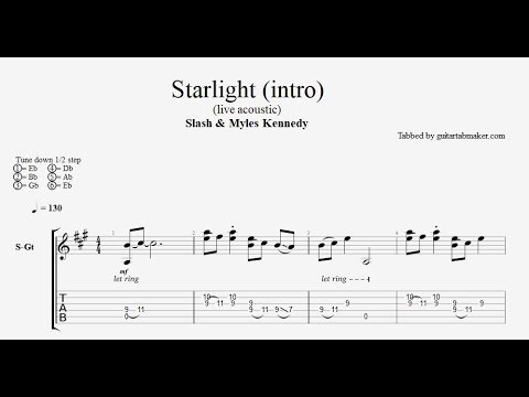 Slash and Myles Kennedy - Starlight TAB - acoustic guitar solo tab (Guitar Pro)
