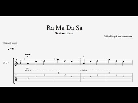 Snatam Kaur - Ra Ma Da Sa TAB - relaxing acoustic guitar tab (PDF + Guitar Pro)