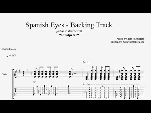 Spanish Eyes backing track - rhythm guitar chords