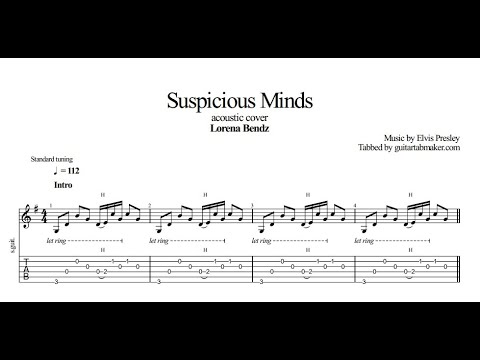 Suspicious Minds TAB - fingerpicking guitar tabs (PDF + Guitar Pro)