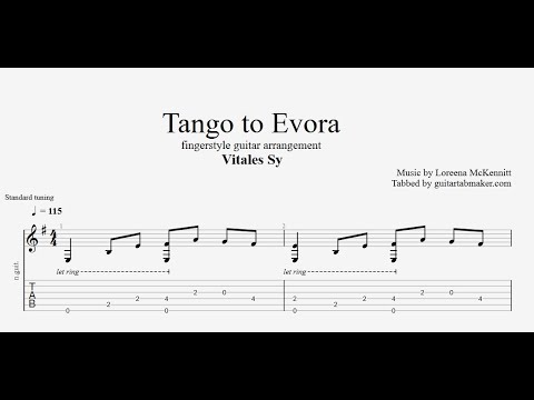 Tango to Evora TAB - fingerstyle guitar tabs (PDF + Guitar Pro)