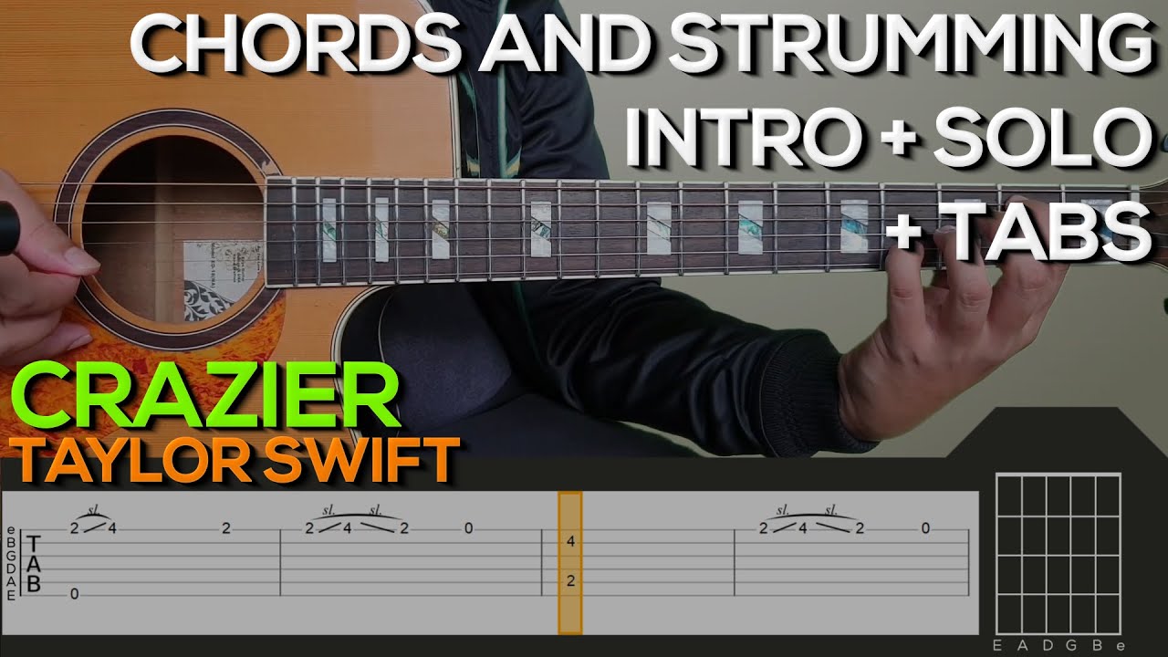 Taylor Swift Crazier Guitar Tutorial [INTRO, SOLO CHORDS AND