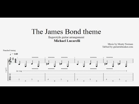 The James Bond theme TAB - fingerstyle guitar tabs (PDF + Guitar Pro)