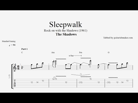 The Shadows - Sleepwalk TAB - vintage guitar tabs (PDF + Guitar Pro)