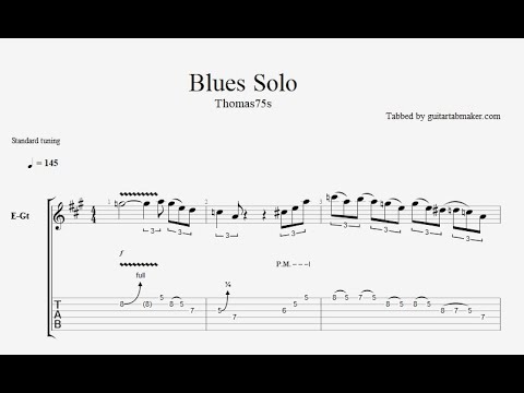Thomas75s Blues solo TAB - electric guitar solo tabs (PDF + Guitar Pro)