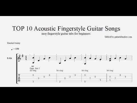 TOP 10 easy acoustic fingerstyle guitar tabs (PDF + Guitar Pro)