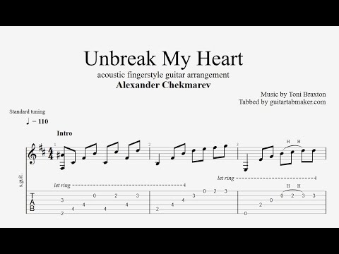 Unbreak My Heart TAB - acoustic fingerstyle guitar tabs (PDF + Guitar Pro)