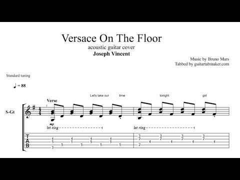 Versace On The Floor chords (Joseph Vincent) - acoustic guitar tab - PDF - Guitar Pro